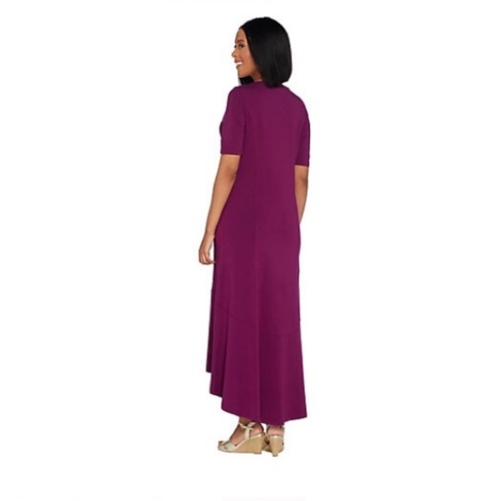 Isaac Mizrahi Live! Petite Elbow Sleeve Knit Maxi Dress - (hi /low) - NWOT